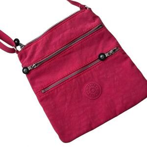 Kipling bright pink Crossbody bag with three zippers